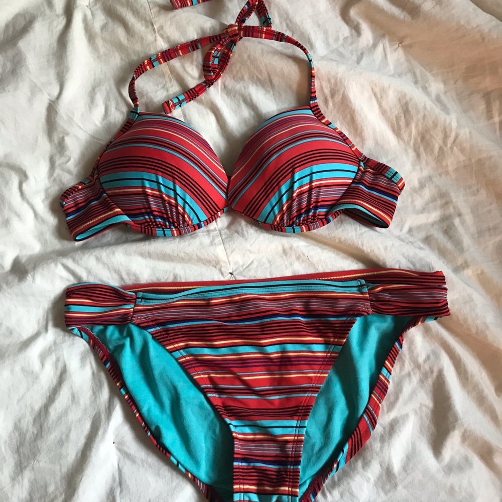 Red Striped Xhilaration Bikini Swimsuit Large